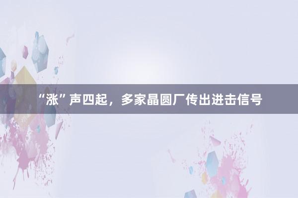 “涨”声四起，多家晶圆厂传出进击信号